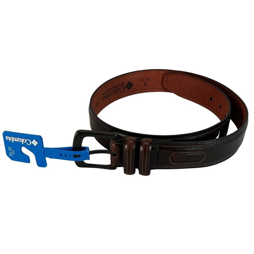 Columbia Mens Leather Belt Dark Brown Small 30-32 Casual Outdoor Rugged Buckle